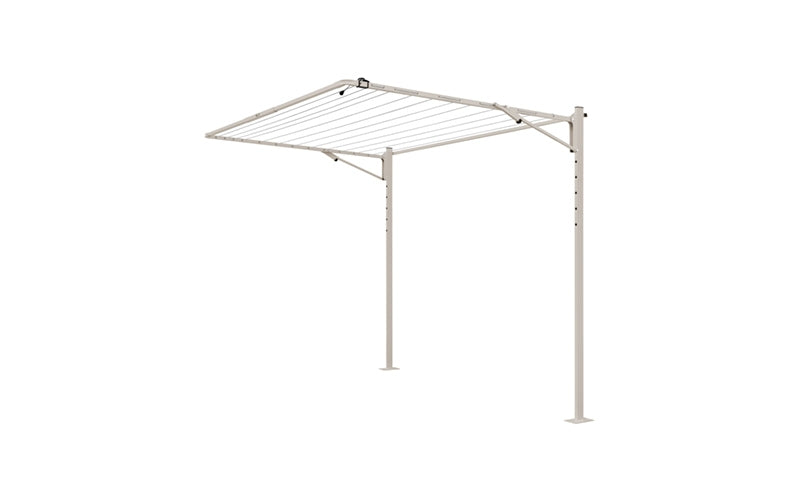 Austral Standard folding clothesline in Dune installed on the plated Ground Mount Kit 2.4m