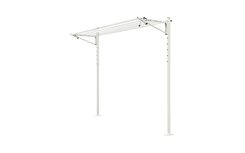 Austral Slenderline 16 folding clothesline in Surfmist installed on the plated Ground Mount Kit 2.4m
