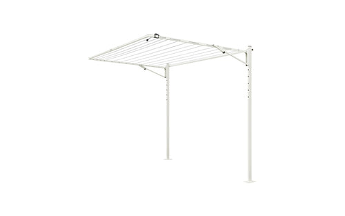 Austral Standard folding clothesline in Surfmist installed on the plated Ground Mount Kit 2.4m