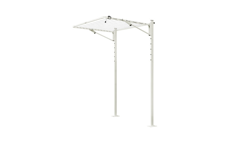 Austral Unit Line folding clothesline in Surfmist installed on the plated Ground Mount Kit 1.3m