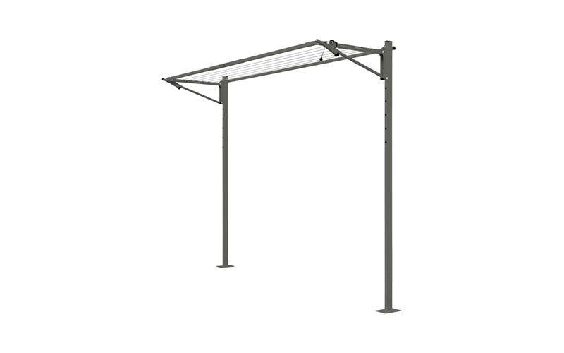 Austral Slenderline 16 folding clothesline in Woodland Grey installed on the plated Ground Mount Kit 2.4m