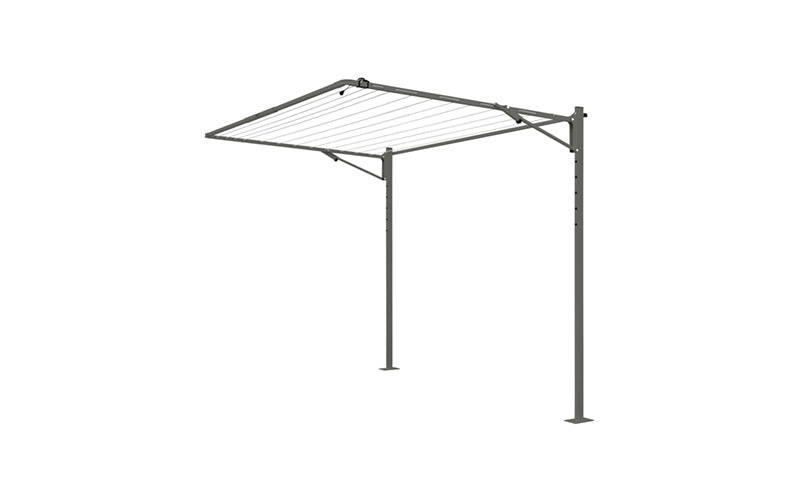 Austral Standard folding clothesline in Woodland Grey installed on the plated Ground Mount Kit 2.4m