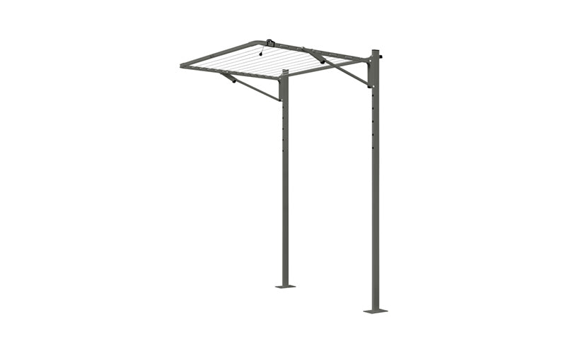 Austral Unit Line folding clothesline in Woodland Grey installed on the plated Ground Mount Kit 1.3m
