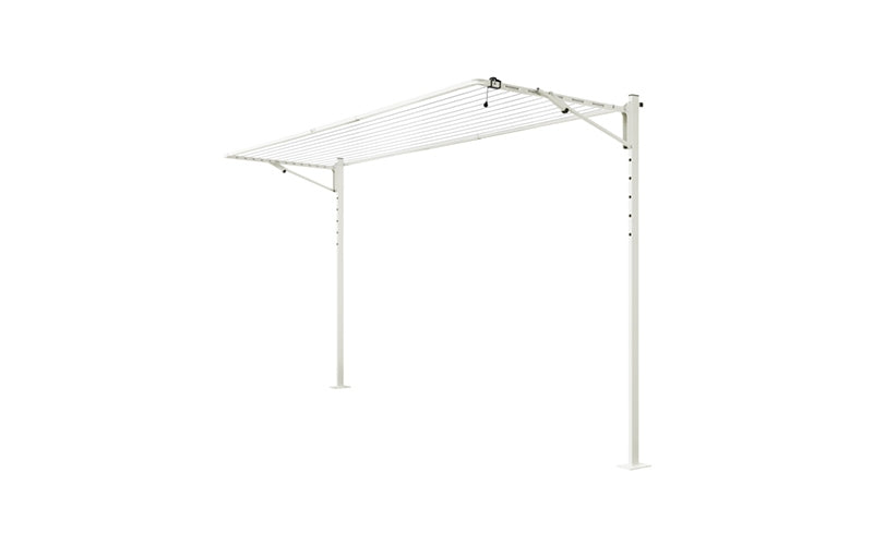 Austral Compact 39 folding clothesline in Surfmist installed on the plated Ground Mount Kit 3.3m