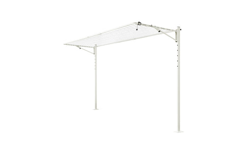Austral Compact 39 folding clothesline in Surfmist installed on the plated Ground Mount Kit 3.3m